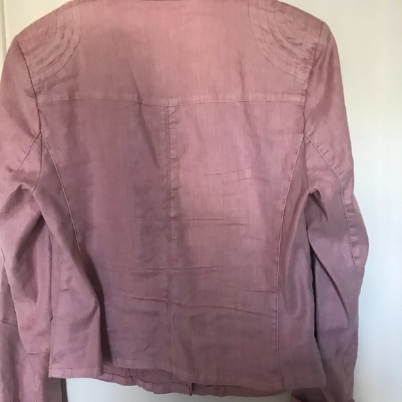 Like New Level 99 Mauve Linen Blend Moto Jacket, Size M - Picture 5 of 7